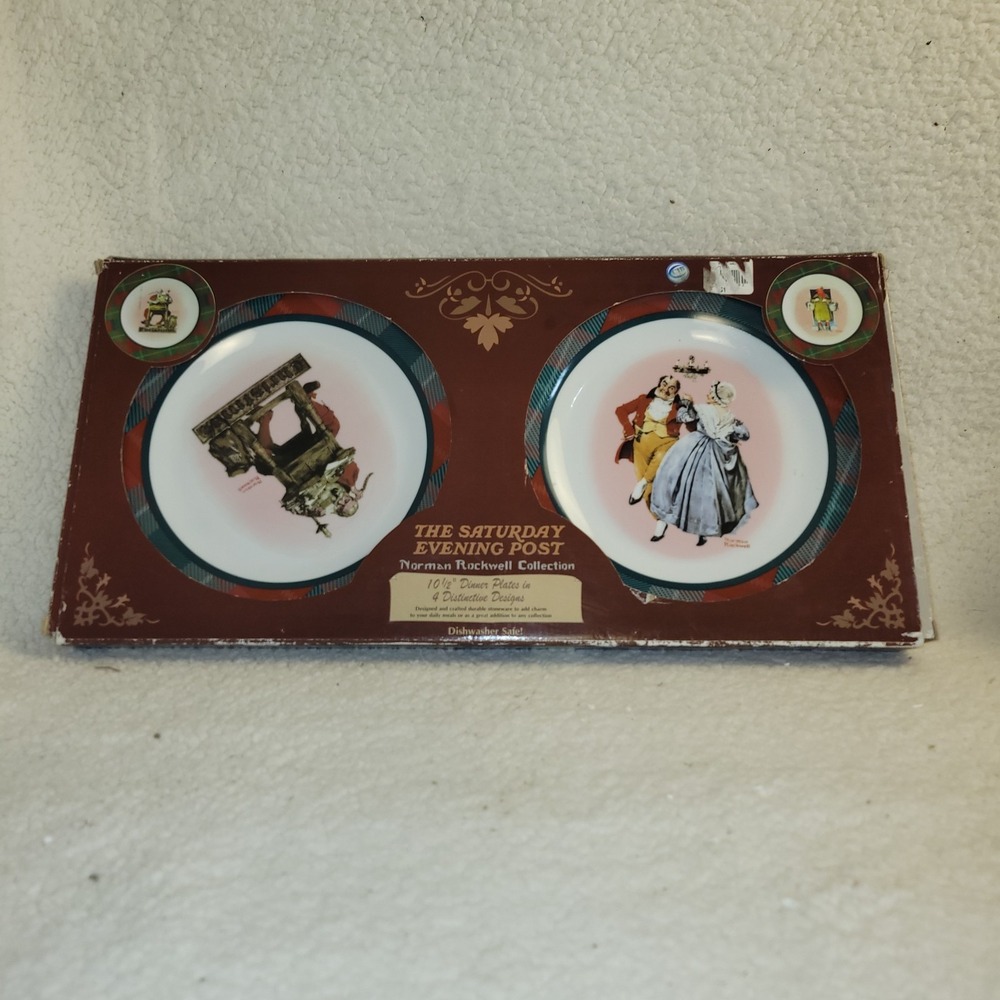New Set of 4 Norman Rockwell The Saturday Evening Post Dinner‎ Plates 10.5 in